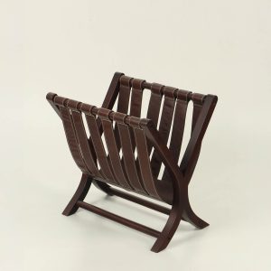 Revistero (madera caramelo/cuero chocolate)