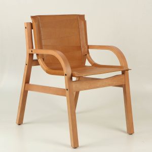 Sitial Domo (madera miel /cuero honey)