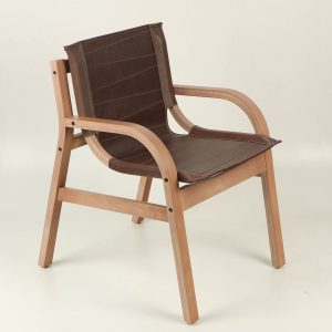 Sitial Domo (madera nogal/cuero chocolate)