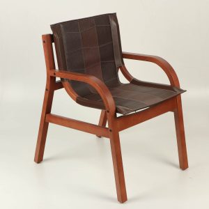 Sitial Domo (madera caramelo/cuero chocolate)