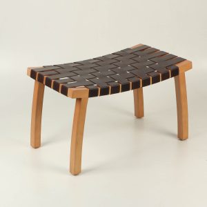 Banqueta Nórdica (madera miel / cuero chocolate)