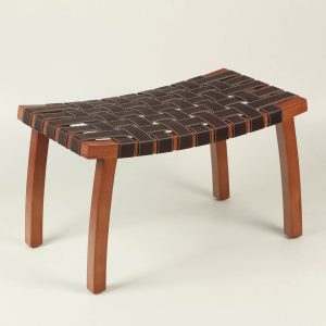 Banqueta Nórdica (madera caramelo /cuero chocolate)