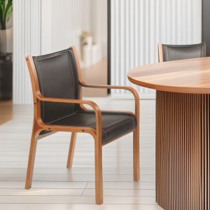 Alternative view of Sitial San Marino (madera miel /cuero chóclate)