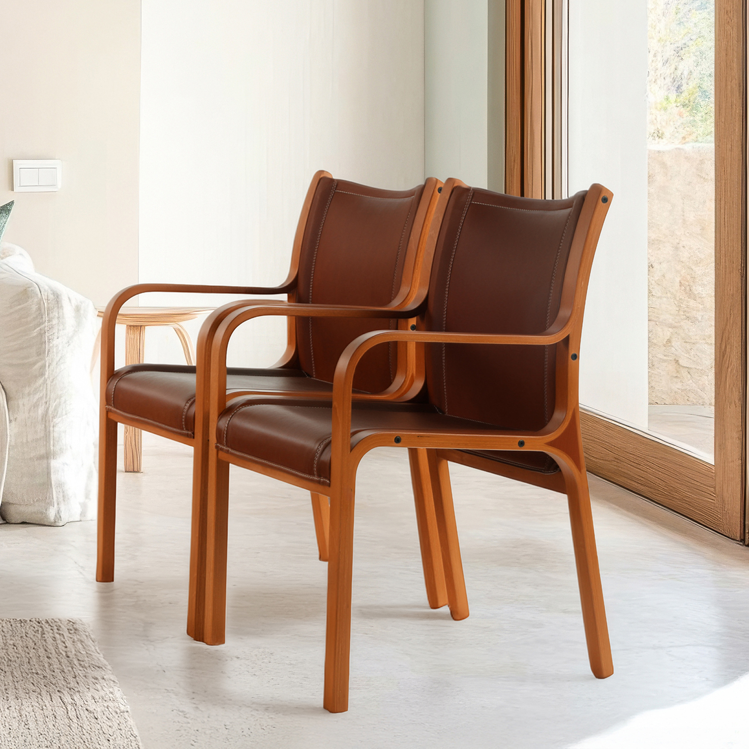 Sitial San Marino (madera miel /cuero chóclate) - Imagen 3