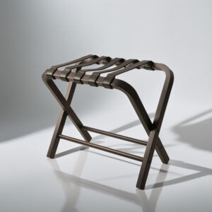 Portamaleta (Madera Negra / Cuero Negro)